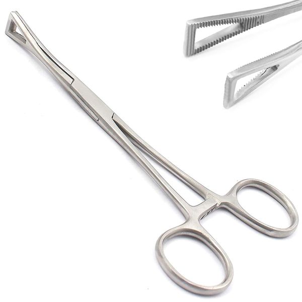 AAProTools New 6" Pennington Forceps Clamp Un-Slotted Standard Body Piercing Tool Locking Tweezers