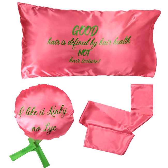 Aka Sorority Gifts for Women: Satin Bonnet, Satin Pillowcase and Satin Head Scarf - 3 Piece Set; Bonnets for Black Women