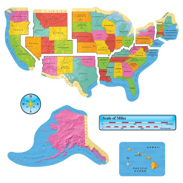 TREND enterprises, Inc. T-8160 United States Map Bulletin Board Set