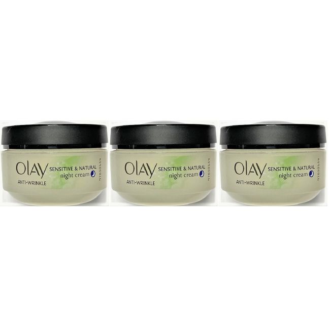 Olay Anti-Wrinkle Sensitive & Natural Night Cream, 1.7 oz (3 Pack)