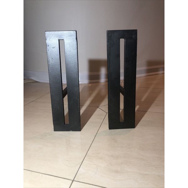 Modern Fireplace Andirons One Piece Solid Construction Black PreOwned