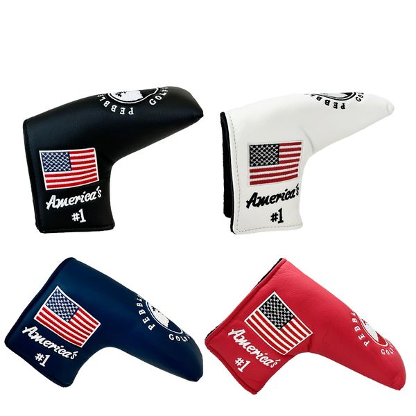 Putter Cover Headcover Fits Scotty Cameron Odyssey Velcro Closure American Embroidered Pin Type (Navy)