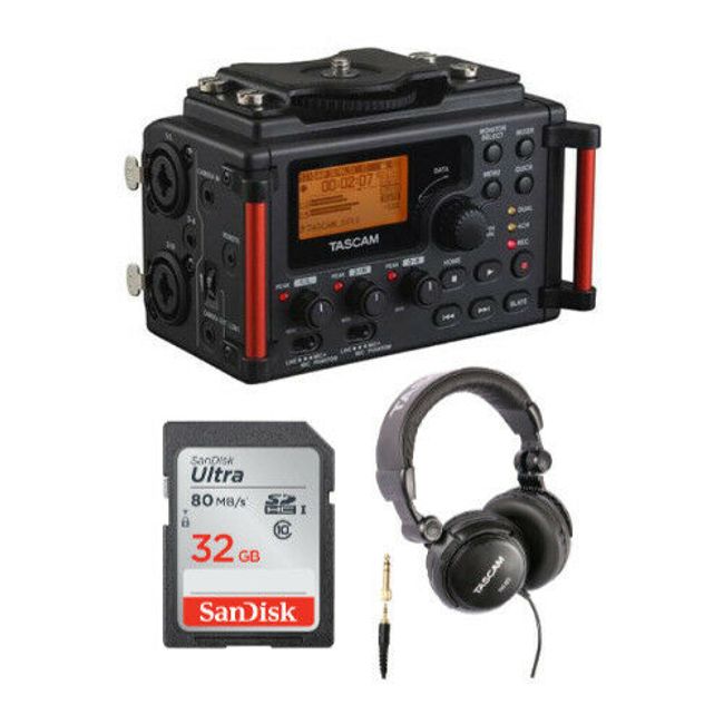 Tascam DR-60DmkII DSLR Audio Recorder with 32GB SD Card and Headphones