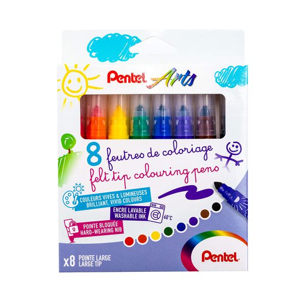 Pentel SCS3E-8 Broad Tip Colouring Pens