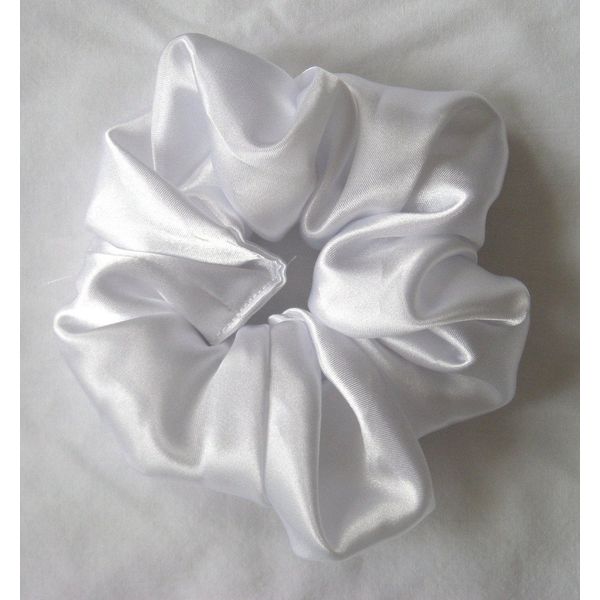 White Satin Charmeuse Scrunchy-Regular - Made in the USA
