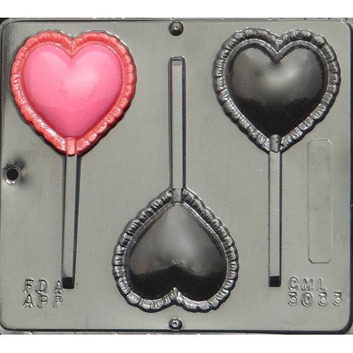 Puffed Heart Lollipop Chocolate Candy Mold Valentines Day 3033