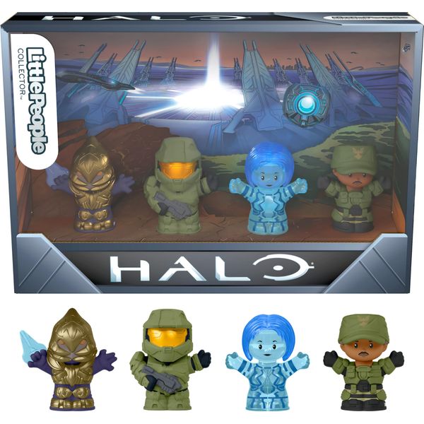 Little People Collector Halo Video Game Special Edition Set for Adults & Fans, 4 Character Figures in Display Gift Box