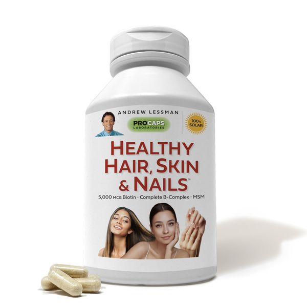 ANDREW LESSMAN Healthy Hair, Skin & Nails 120 Capsules – 5000 mcg High Bioactivity Biotin, B-Complex - Promotes Beautiful Hair, Skin, Strong Nails - No Additives Hair Growth Vitamins Biotin Supplement