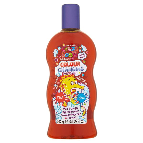 Kids Stuff Crazy Soap Colour Changing Bubble Bath, Red to Blue | Kids Bubble Bath | Dermatologically Tested | Mild & Gentle | Vegan | Cruelty Free | 300ml