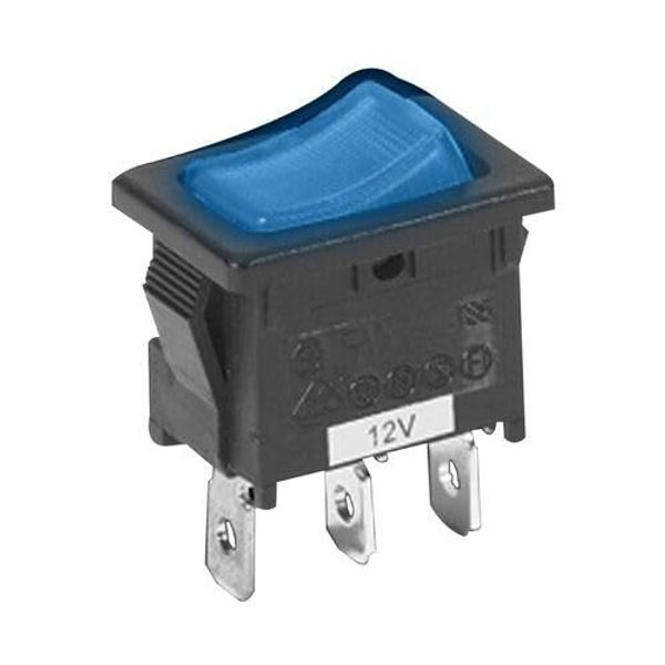 Mini Rocker Switch Blue LED Illumination 12v 3 Pin Universal Power On/Off