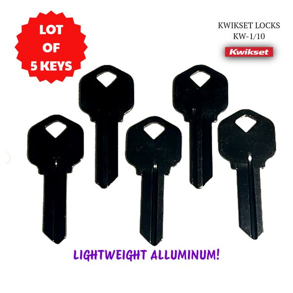 Kwikset KW-1 -5 PACK BLACK Lightweight Aluminum Titanium Key Blanks