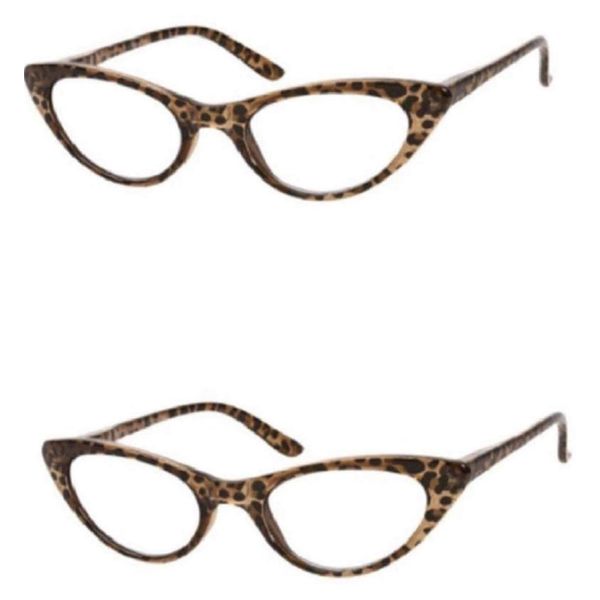 Readers The Brit Cat Eye Reading Glasses +1.25 (2 Pair) Brown Leopard