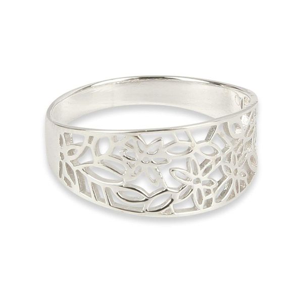 Solid 925 Sterling Silver Leaf Filigree Pattern ring in sizes G-Z comes Gift Boxed (N)
