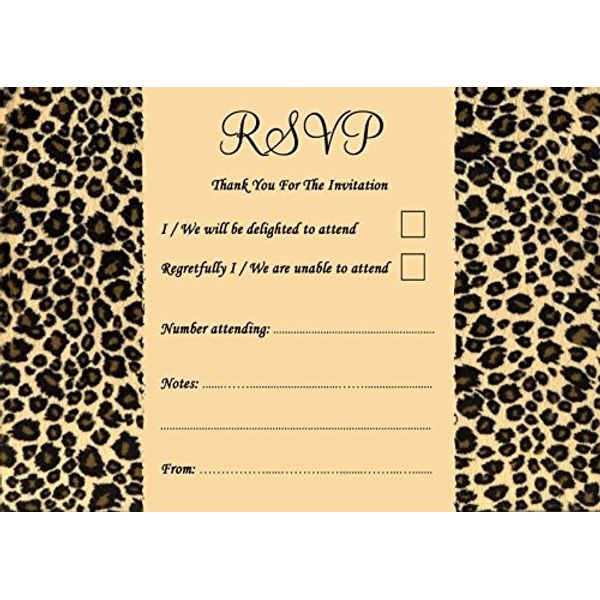 Leopard Print Pink Personalised Wedding or Party RSVP Cards