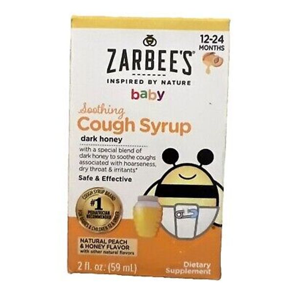 Zarbee's Baby Soothing Cough Syrup - Peach & Dark Honey, 2 fl oz - Exp 12/2024 -