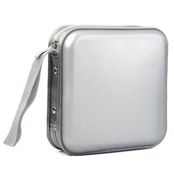 Accessotech Silver CD Dvd 40 Disc Storage Carry Case Cover Wallet Holder Bag Plastic Games Disk