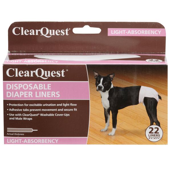 ClearQuest Disposable Dog Diaper Liners, 22-Pack, Absorbent Pads, Extra Protection for Cover-Ups and Male Wraps