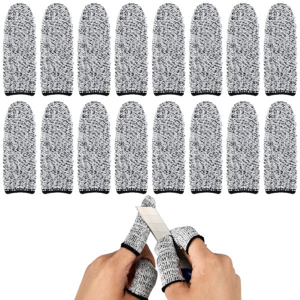 20Pcs Finger Cots, Cut Resistant Thumb Cots Non Slip Finger Protectors Reusable Finger Thumb Protector Breathable Finger Sleeves for Work, Kitchen, Garden, Sculpture(Grey)