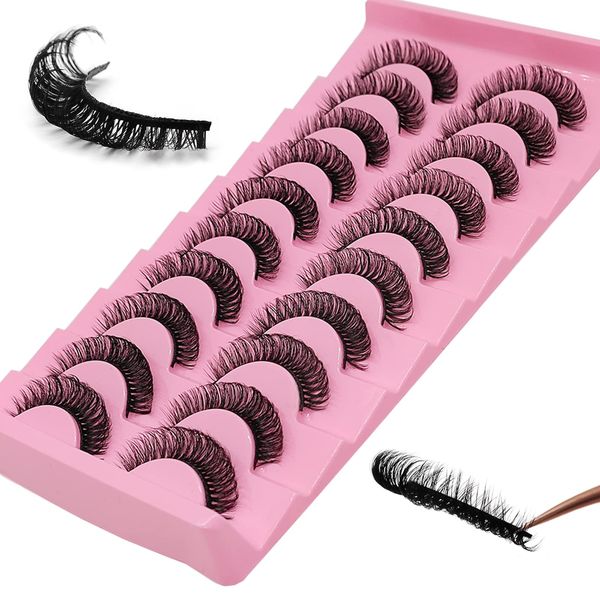 10 Paare 3D Falsche Wimpern, die wie Volumen Wimpern Extensions aussehen, natürliche künstliche wimpern extensions set, wimpern natürlicher look für Täglich Mottoparty, Karneval, Cosplay (S37)