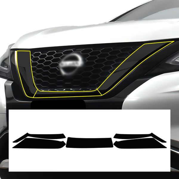 BOGAR TECH DESIGNS Middle Front Chrome Delete Overlay Compatible with Nissan Murano 2019-2024, Gloss Black