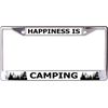 Happiness is Camping Chrome License Plate Frame
