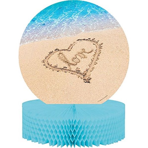 Creative Converting Honeycomb and Glitte Centerpieces, Beach Love, One Size, Confetti