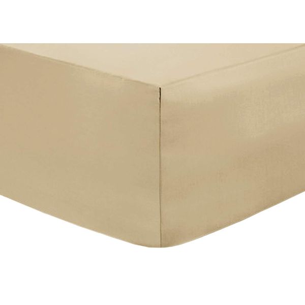 Fitted Sheets 25CM Extra Deep Percale - Beige - Single