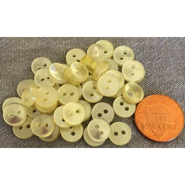24 Tiny Pearlized Dusty Cream nkLG Plastic Sew-Through Buttons Almost 3/8" 9mm