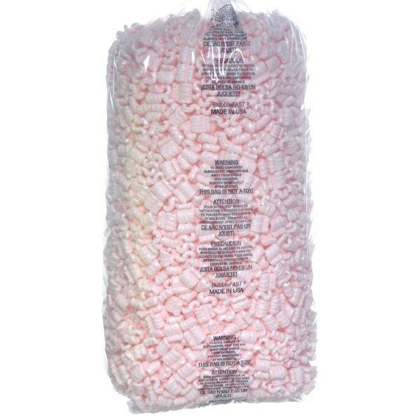 Bubblefast! Brand 3.5 cu. ft. (22.5 Gallons) Pink Anti-Static Packing Peanuts Popcorn