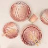 72 ROSE GOLD Disposable Paper TABLEWARE SET Diamond Glitter Pattern Party Events