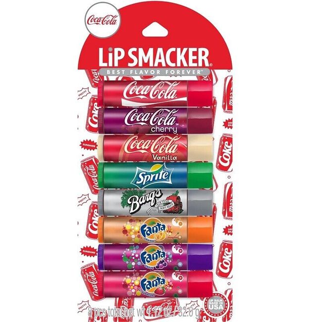 Lip Smacker Lip Gloss Lip Balm Coca-Cola Flavored 8 Count Flavors Coke Fanta