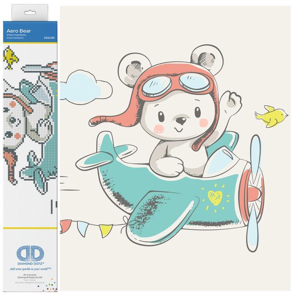DIAMOND DOTZ Painting, Intermediate Kit DD5, Aero Bear, 28 x 33cm