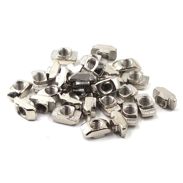 M4 Thread T-Nut for 45 Series European Aluminium Profile Hammer Head Drop in T Slot Nuts Nickel Plated Carbon Steel 30 PCS