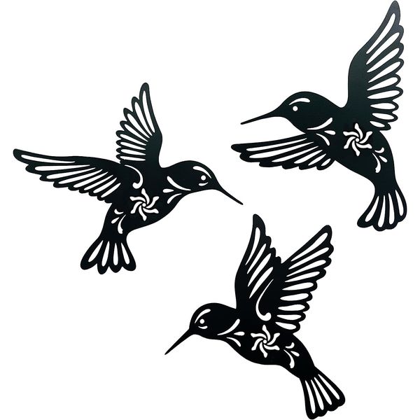 JSWLYWMTPJ 3 Pieces Hummingbird Outdoor Metal Birds Wall Art Decor For Living Room Corridor Multi-Posture Hummingbird Metal Artwork