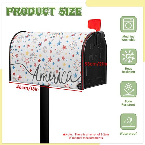 VentuCoven Fourth of July Firework Mailbox Covers Magnetic Patriotic Mail Box Cover Colorful Star Post Letter Box Cover Wrap Home Decor Outdoor Yard Decoration for Garden Standard Size 21x18 in