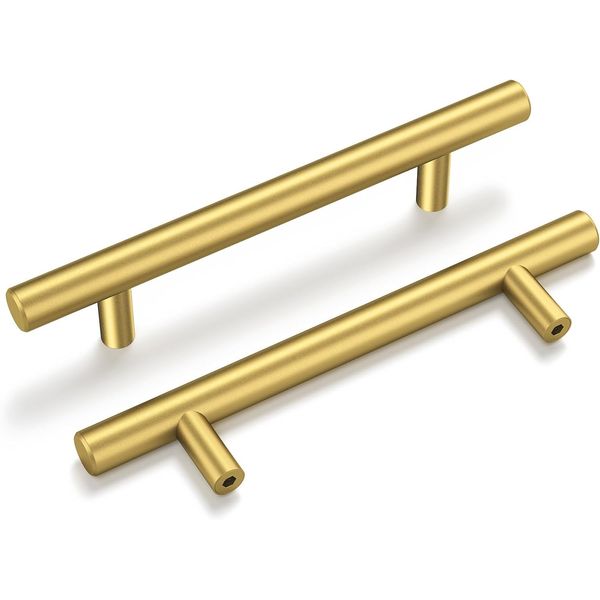 goldenwarm 15Pcs Brushed Brass Cabinet Handles Cabinet Hardware Handle Pull 160mm Pulls for Dresser Drawers Brass Cupboard Pulls