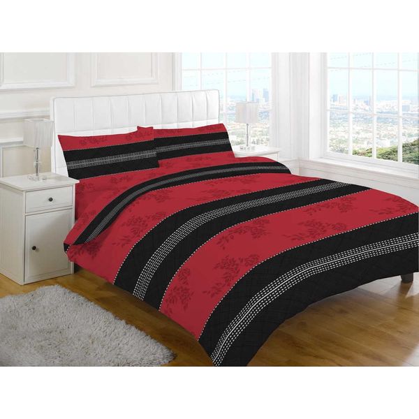 Black and red double bed duvet cover & pillowcase bedding bed set