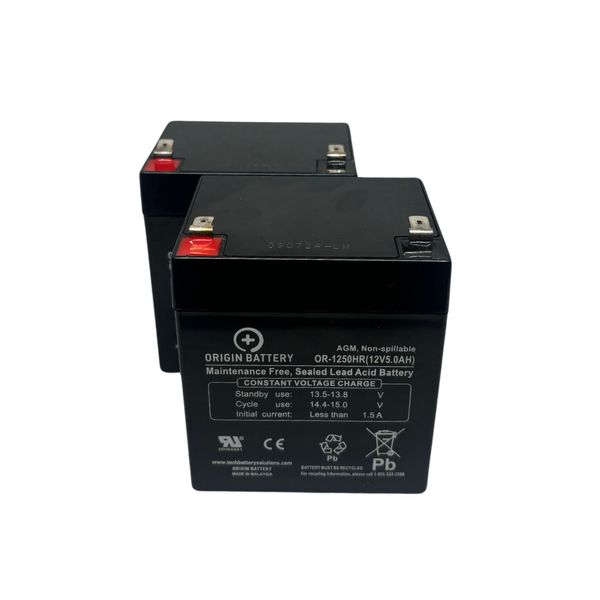 EVO 120 Battery Replacement Kit,  2 Pack High-Rate Discharge 12V 5AH