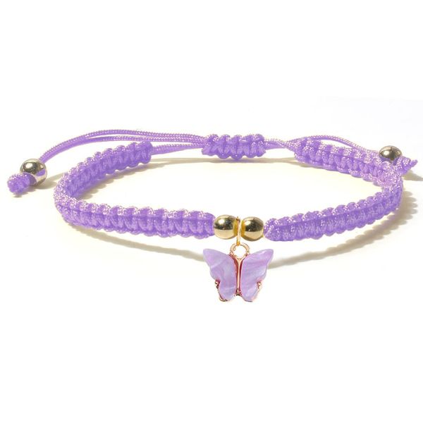 COLORFUL BLING Handmade Braided Butterfly Bracelets Adjustable BFF Friend Beaded String Strand Bracelets Birthday Party Friendship Jewelry Gift for Women Girls-purple