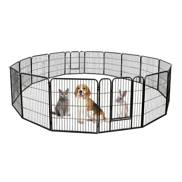 32"H Pet Dog Playpen Foldable Metal Dog Fence Exercise Pen 16 Panel Dog Kennel