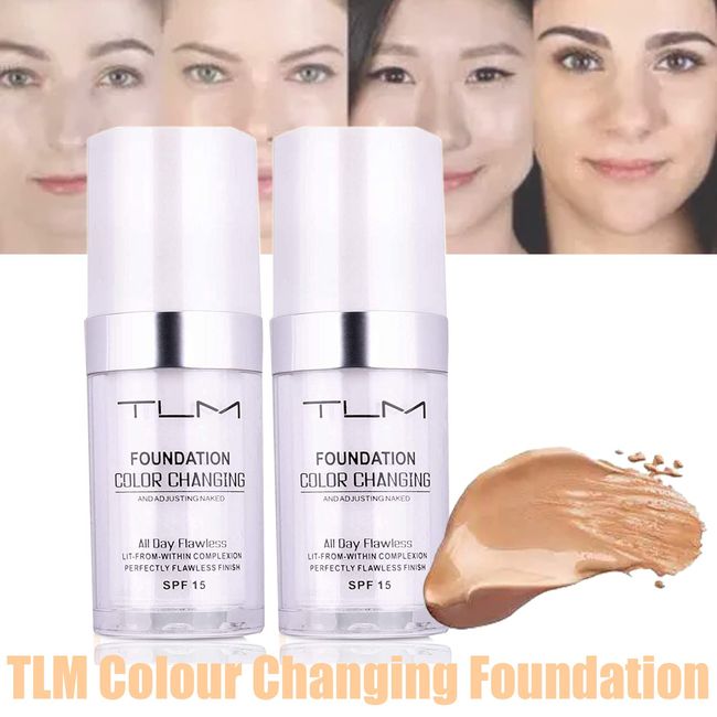 TLM 30ml Color Changing Foundation Liquid Base Makeup Change to Your Skin Tone by Just Blending