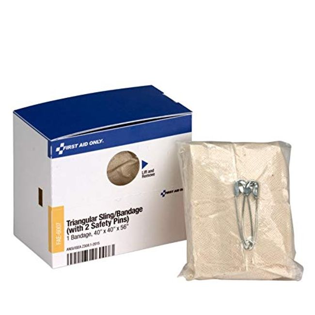 First Aid Triangular Sling/Bandage, 40" x 40" x 56", 2 Safety Pins/1 Bandage/Box