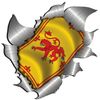 small size Rampant Lion Flag Metal Rip Open Sticker