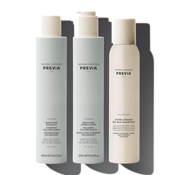 Previa Volumising Bodifying Hair Kit - Volumizing Shampoo and Conditioner (8.45 oz) and Extra Strong Hairspray (6.7 oz)