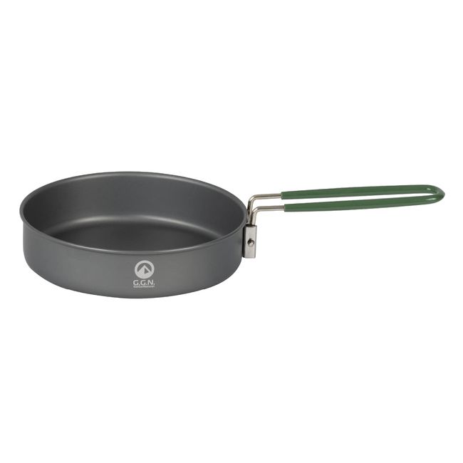 G.G.N. GN12CM003 Mini Frying Pan, Aluminum, Foldable, Cooking, Gray/Green, Approx. 12.8 x 6.9 x 1.6 inches (32.5 x 17.5 x 4 cm)