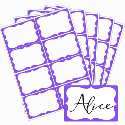 Purple Name Tags,2"x 3" Name Tag Stickers with Purple Border 200 Pcs Adhesive Name Tags Sticker Name Badges Labels for School, Office, Home, Party, Conferences