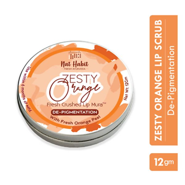 Nat Habit Zesty Orange Lip Scrub for dark lips, Lightening Lip Mask (12gm) FS