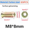 Qrity 20PCS Threaded Inserts Nuts, Hex Drive Head Nuts, Threaded Inserts for Wood, Hex Socket Drive, Zinc Plated Carbon Steel, M8x8mm Insert Nut