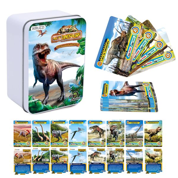 168 PCS Dinosaur Cards Set,Dinosaur Educational Learning Flash Cards,Collectible Dinosaur Trading Cards for Kids,Dino Games Cards,Prehistoric Animals Toys