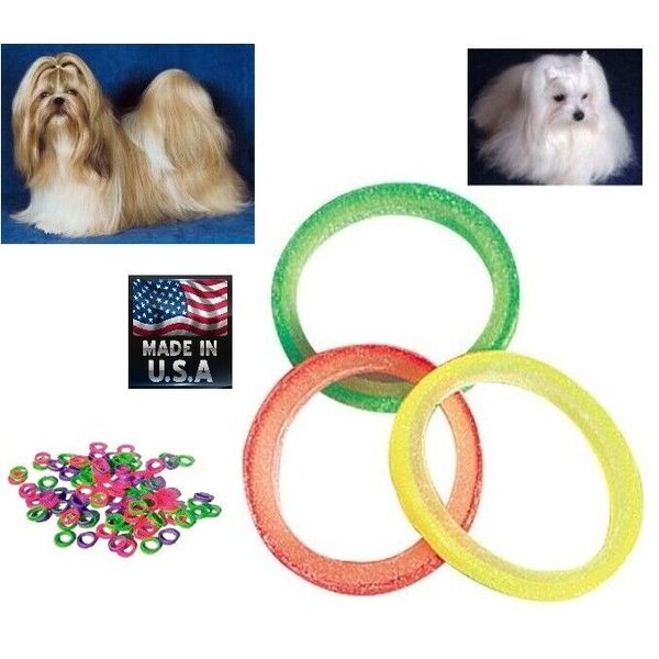 100pc 1/4" COLOR Latex Elastic Rubber DOG Grooming HAIR BAND Ribbon Bow Top Knot